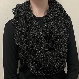 Cato Black and Silver Knit Infinity Scarf